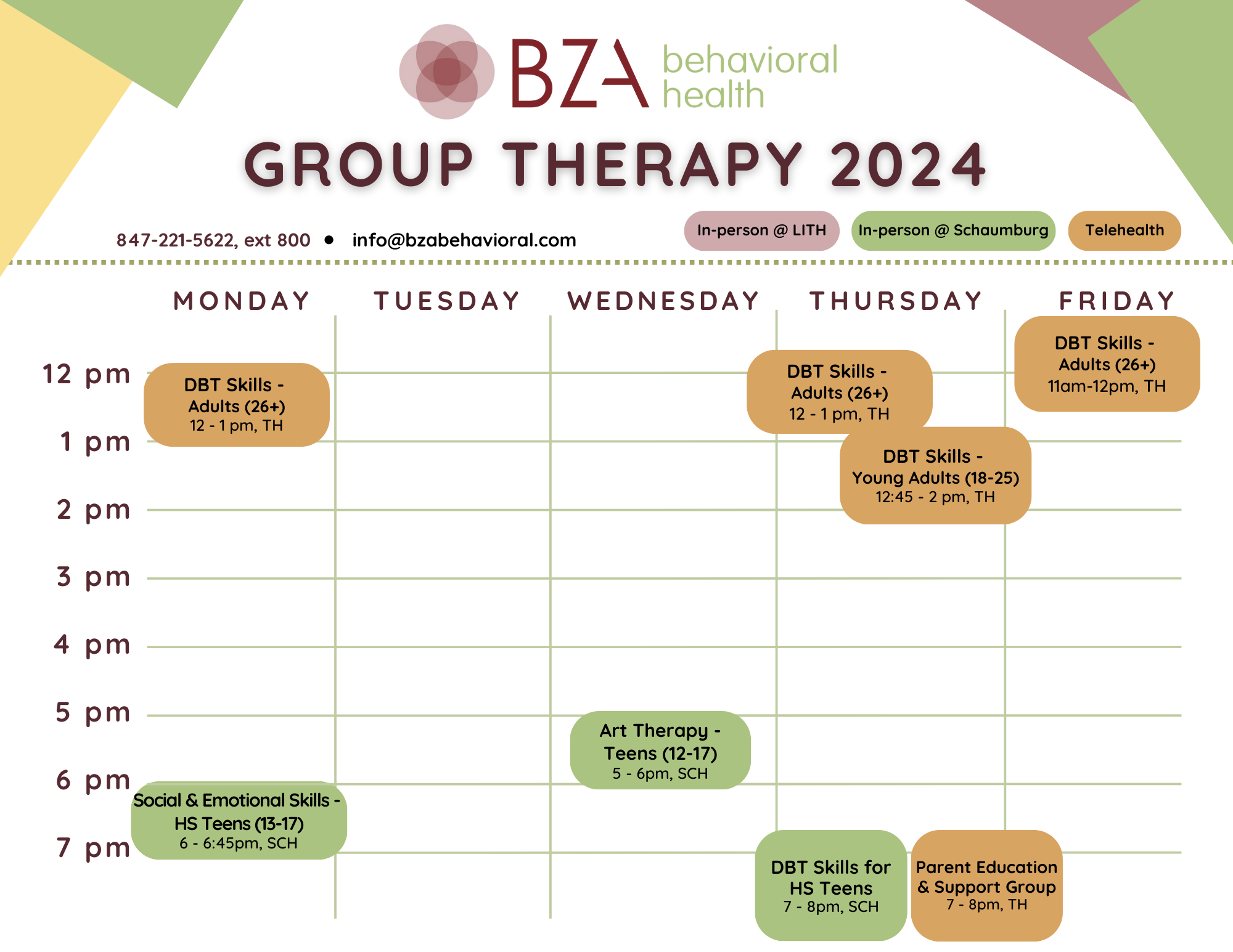 group therapy calendar 